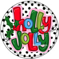 Holly Jolly Round door hanger, Winter Christmas Snow door hanger
