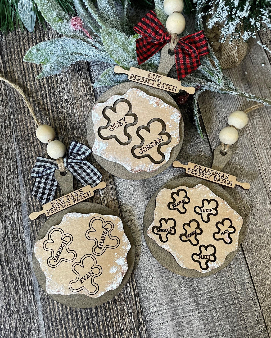 Christmas Family Gingerbread Ornament - Cookie Wooden Ornament