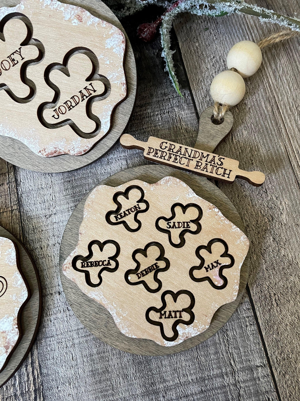 Christmas Family Gingerbread Ornament - Cookie Wooden Ornament