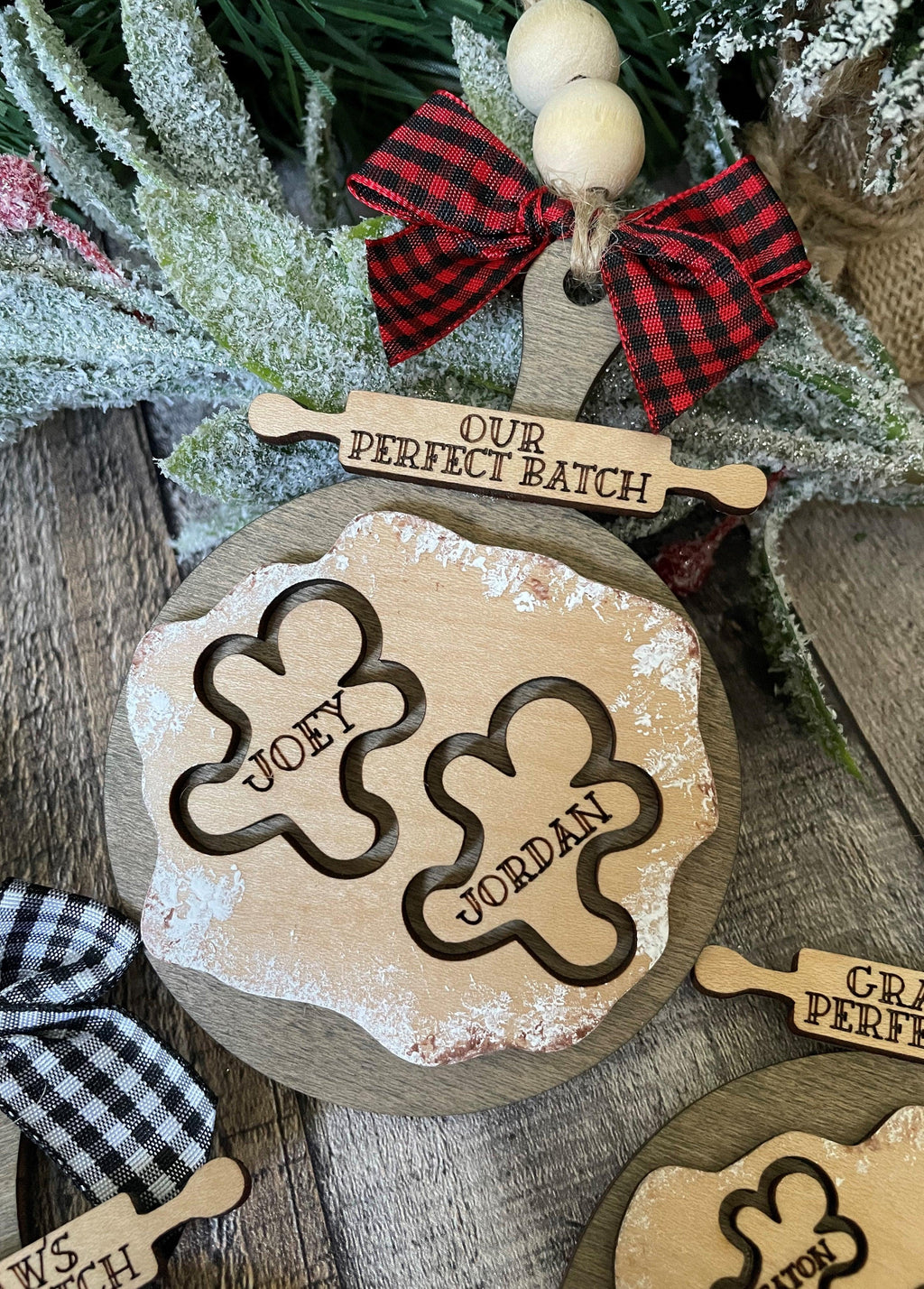Christmas Family Gingerbread Ornament - Cookie Wooden Ornament