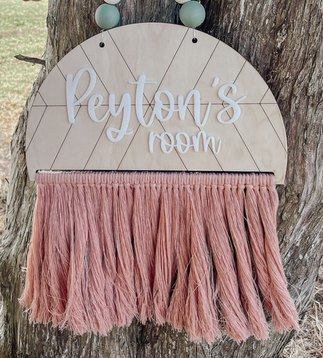 Kids Bedroom Macrame door hanger - Bennington Youth Football