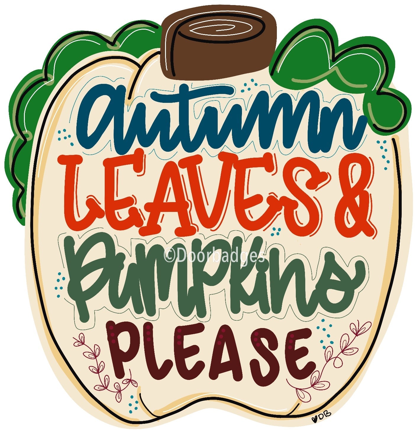 Autumn Leaves Pumpkin Fall Door Hanger