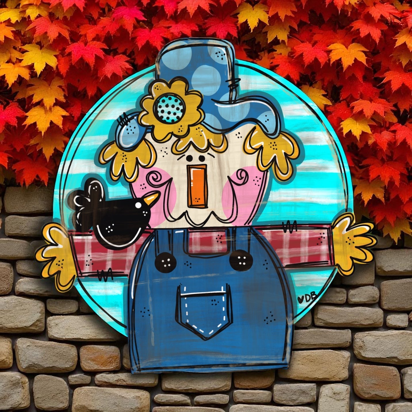 Scarecrow around Fall Door Hanger