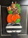 Pumpkin stack Door Hanger, Thanksgiving door hanger, autumn door hanger, pumpkin decor, happy harvest, custom door hanger, fall, burlap