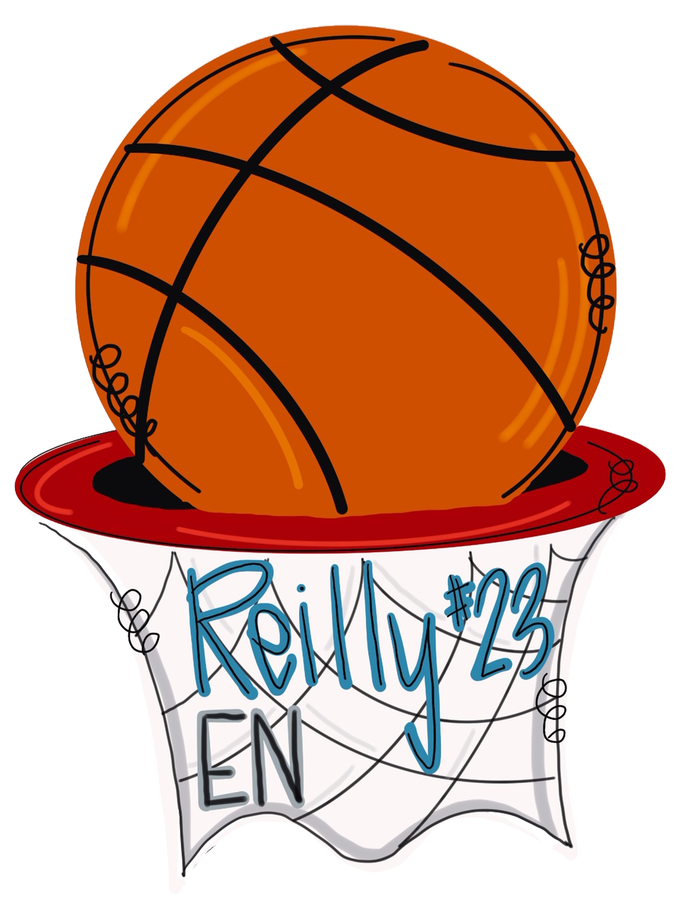 Basketball in Hoop Door Hanger - Sports Door Decor