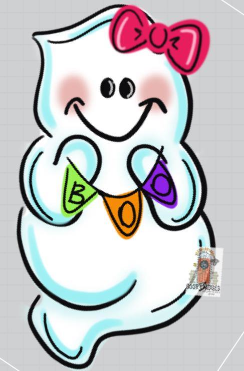 Halloween Ghost with Boo Banner Door Hanger- Ghost Door Decor-Spooky-Fall-Wreath-wood cut out-hand painted door hanger