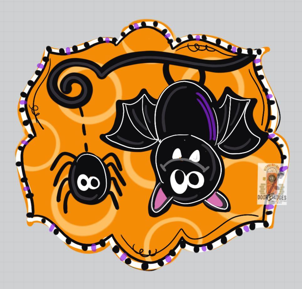 Halloween Bat and Spider Door Hanger- Witch Door Decor-Spooky-Fall-Wreath-wood cut out-hand painted door hanger