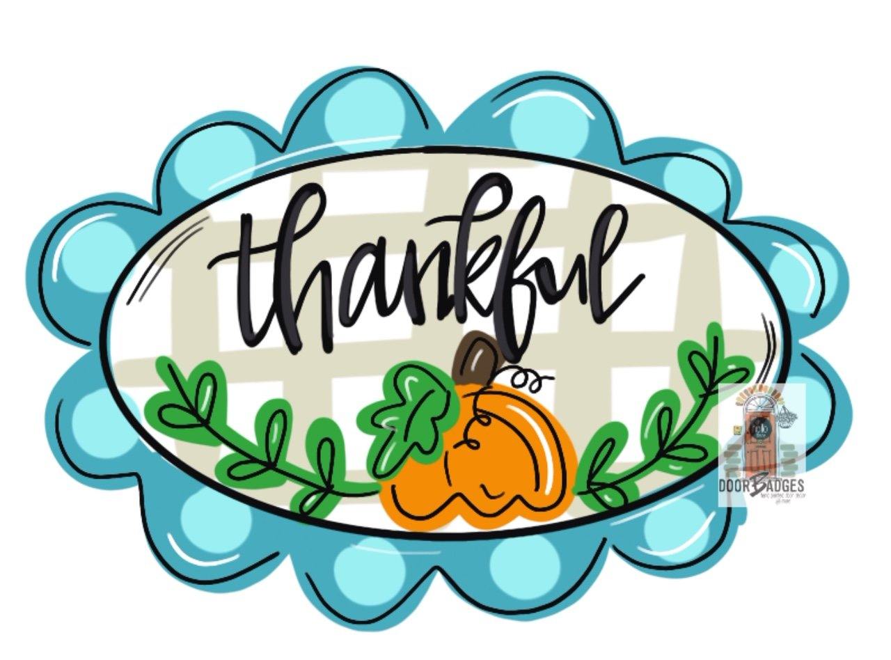 Fall Thankful Pumpkin Door Hanger - Fall - Autumn - harvest - Thanksgiving -  pumpkin - wood cut out hand painted door hanger