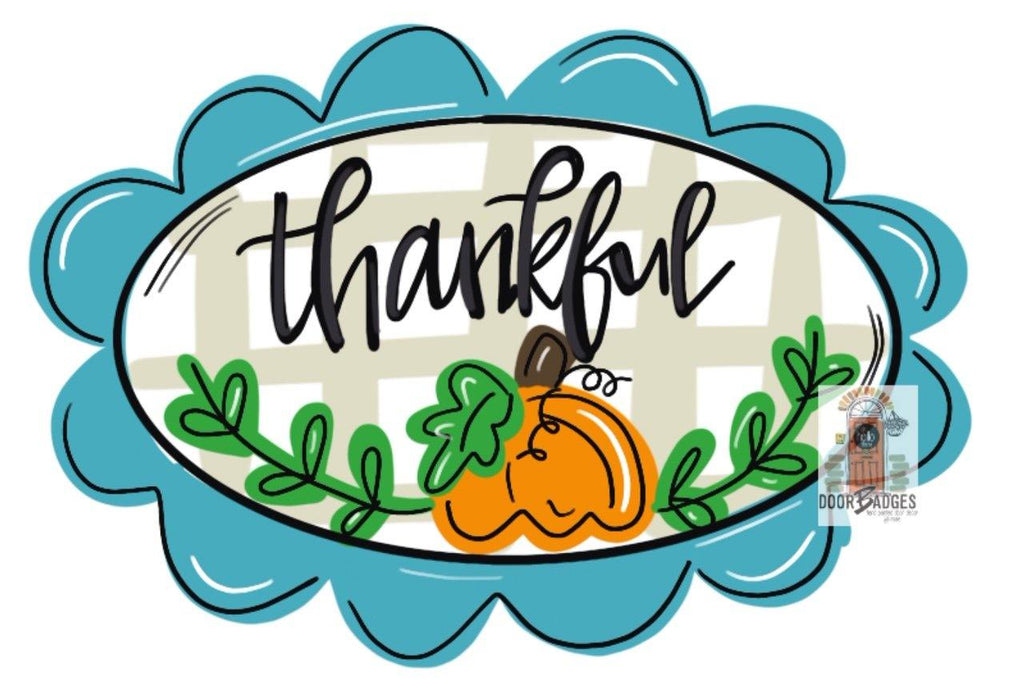Fall Thankful Pumpkin Door Hanger - Fall - Autumn - harvest - Thanksgiving -  pumpkin - wood cut out hand painted door hanger