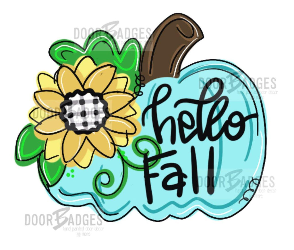 Hello Fall Pumpkin Door Hanger - Fall - Autumn - harvest - Thanksgiving -  pumpkin - thankful - cut out hand painted door hanger