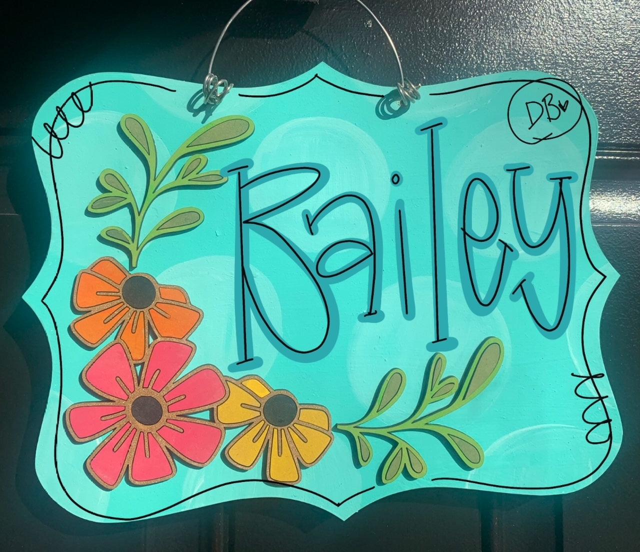 Kid's Bedroom Flower Plaque door hanger - Bennington Youth Football