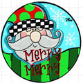 Merry Merry Santa 18" door hanger, Winter Christmas Snow  wood cut out hand painted door hanger
