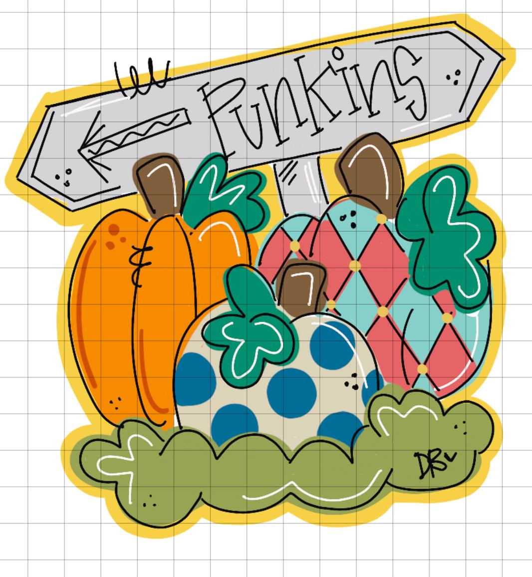 Pumpkin Trio with Sign Door Hanger, Thanksgiving door hanger, autumn door hanger, pumpkin decor, happy harvest, custom door hanger, fall, burlap