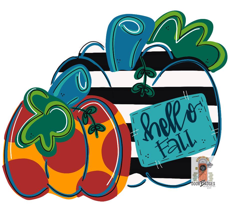 Pumpkin Group Door Hanger - Fall - Autumn - harvest - Thanksgiving -  pumpkin - thankful - cut out hand painted door hanger