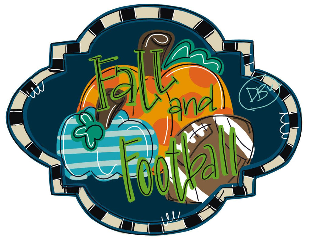 Fall Football Door Hanger  -  hand painted personalized door hanger