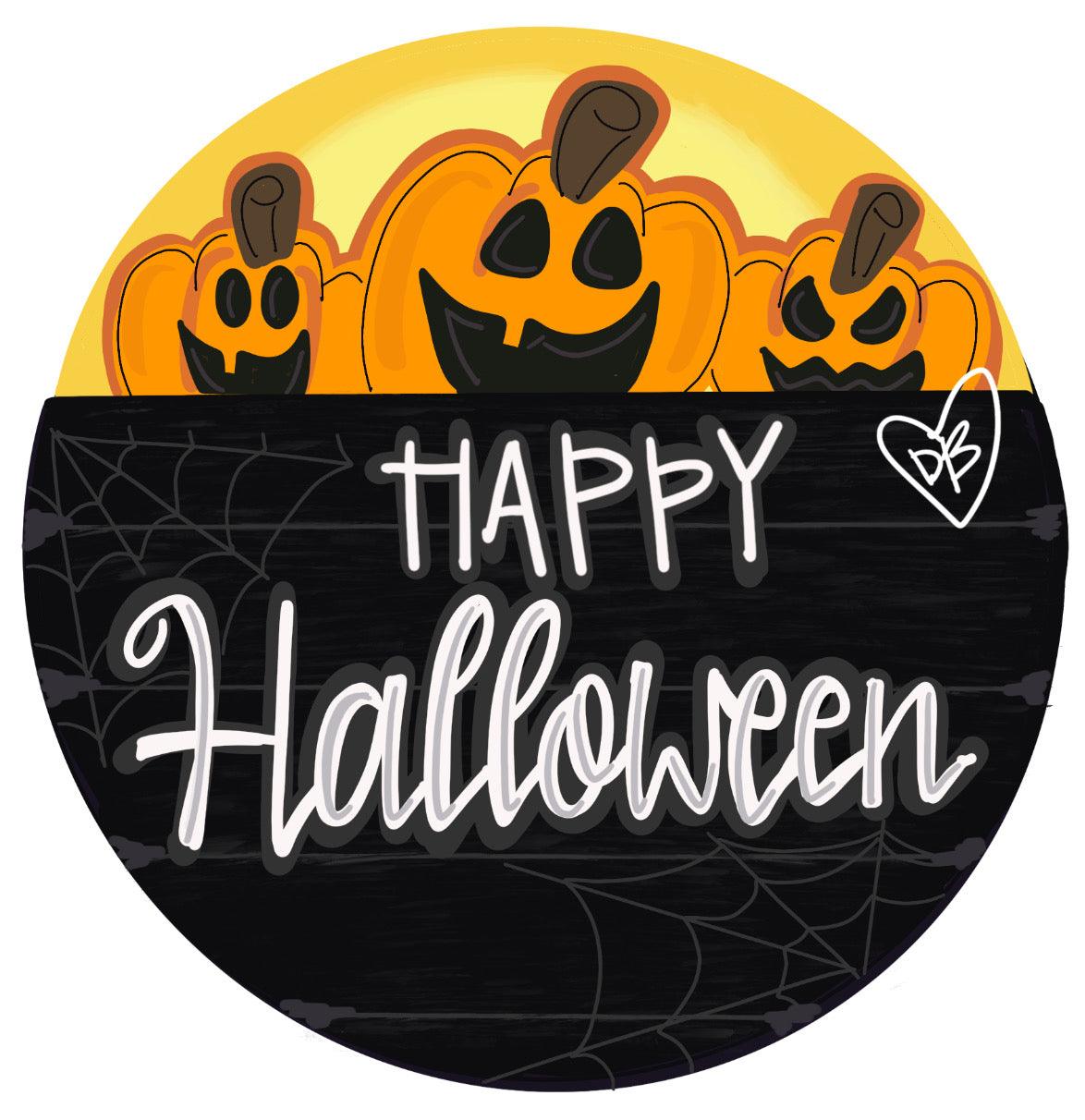 Halloween Pumpkin Round Door Hanger- Ghost Door Decor-Spooky-Fall-Wreath-wood cut out-hand painted door hanger