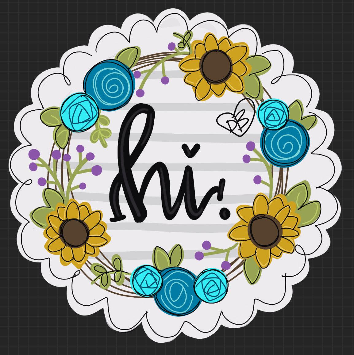 Fall Floral RoundDoor Hanger - Sunflowers- Fall - Autumn - harvest - Thanksgiving -  pumpkin - thankful - cut out hand painted door hanger