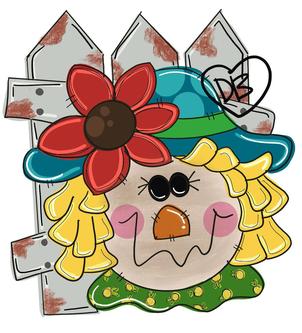 Fall Scarecrow with Fence Door Hanger