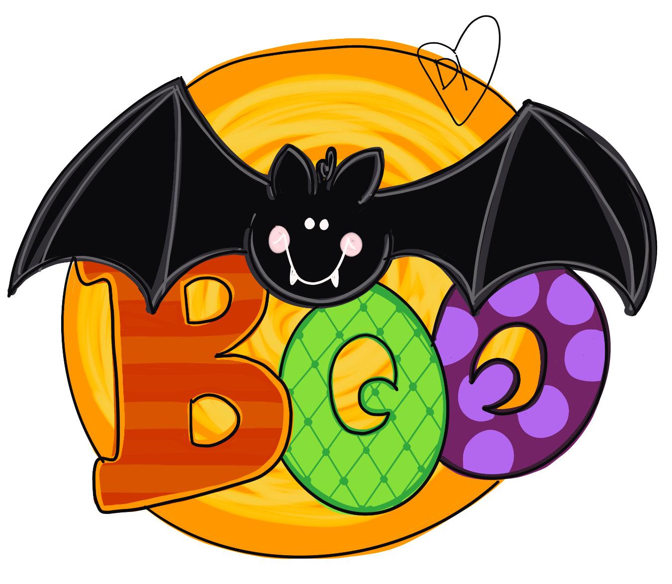 Halloween Boo Bat Door Hanger- Halloween Door Decor-Spooky-Fall-Wreath-wood cut out-hand painted door hanger