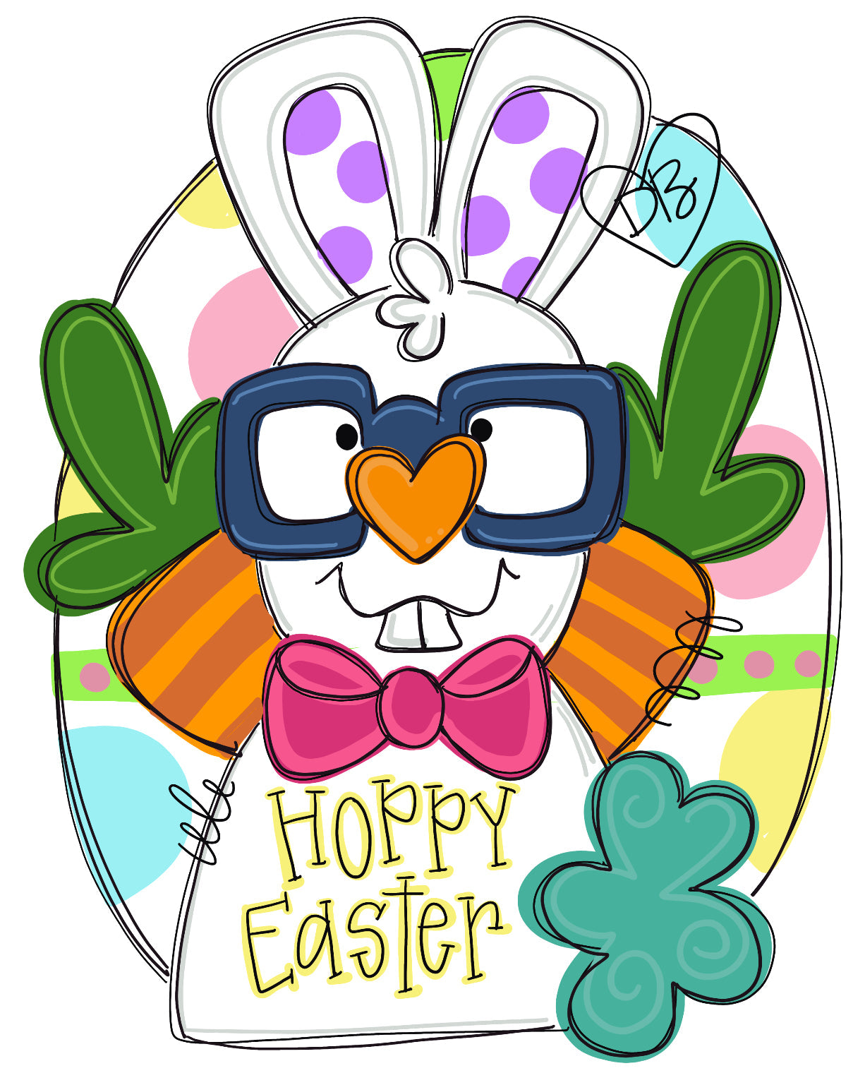 Easter Bunny Oval Door Hanger - Easter door Decor - Bunny wreath - hand painted personalized door hanger