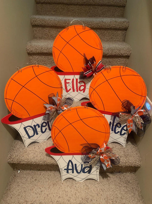 Basketball in Hoop Door Hanger - Sports Door Decor