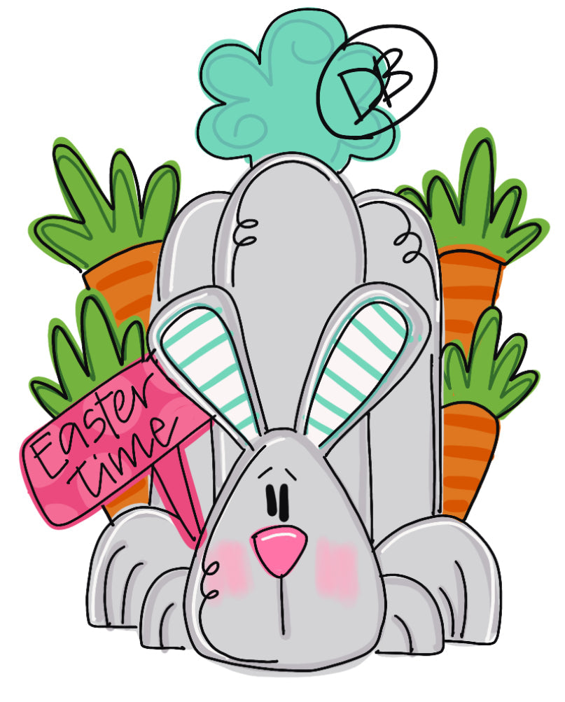 Easter Bunny with Carrots and Sign Door Hanger - Easter door Decor - Bunny wreath - hand painted personalized door hanger