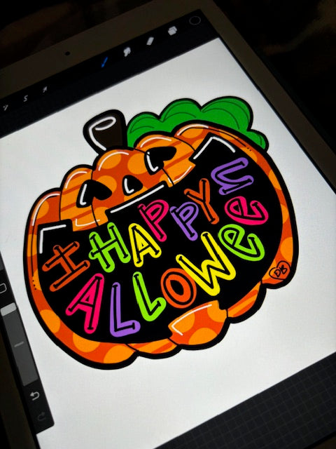 Halloween Colorful Happy Pumpkin Door Hanger