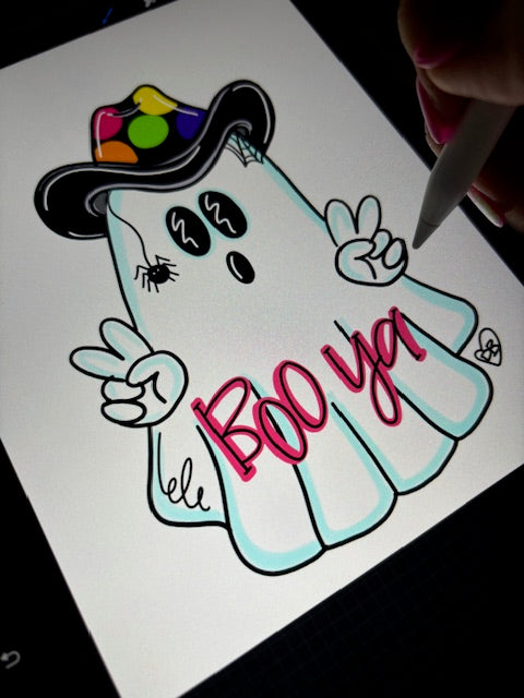 Ghost with Cowboy Hat Door Hanger