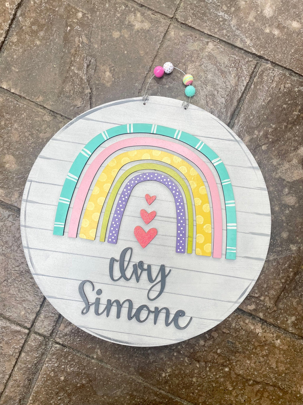 Kids Bedroom Round Rainbow door hanger - Bennington Youth Football