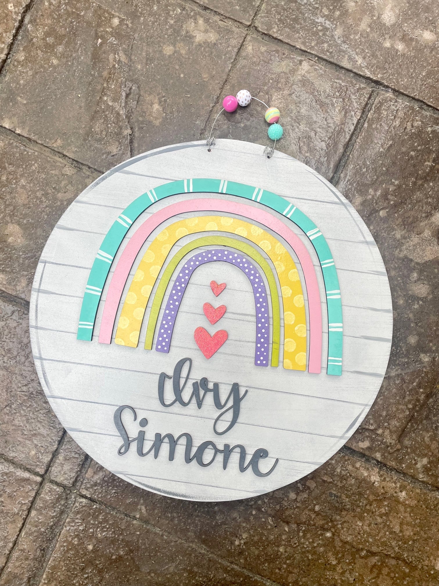 Kids Bedroom Round Rainbow door hanger - Bennington Youth Football