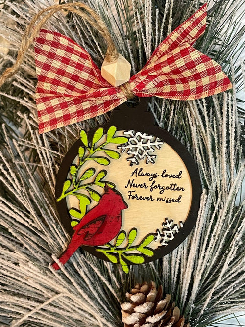 Christmas Ornament - Round Cardinal Wooden Ornament