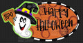 Happy Halloween Ghost Door Hanger- Ghost Door Decor-Spooky-Fall-Wreath-wood cut out-hand painted door hanger