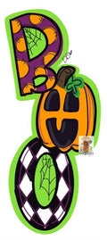 Halloween BOO Door Hanger- Ghost Door Decor-Spooky-Fall-Wreath-wood cut out-hand painted door hanger