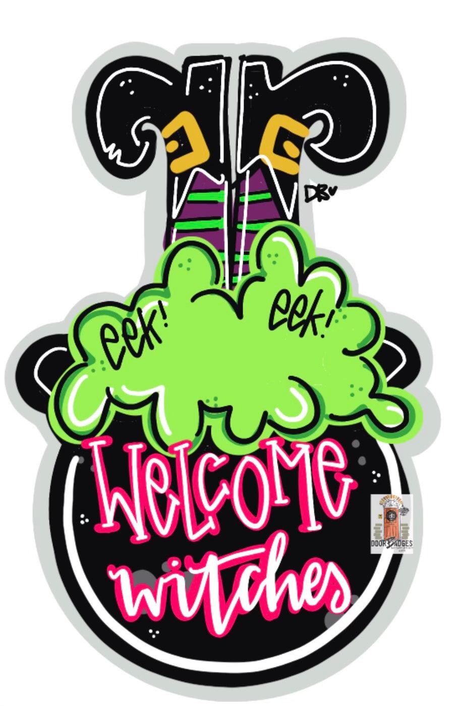 Halloween Witches Cauldron Door Hanger- Ghost Door Decor-Spooky-Fall-Wreath-wood cut out-hand painted door hanger