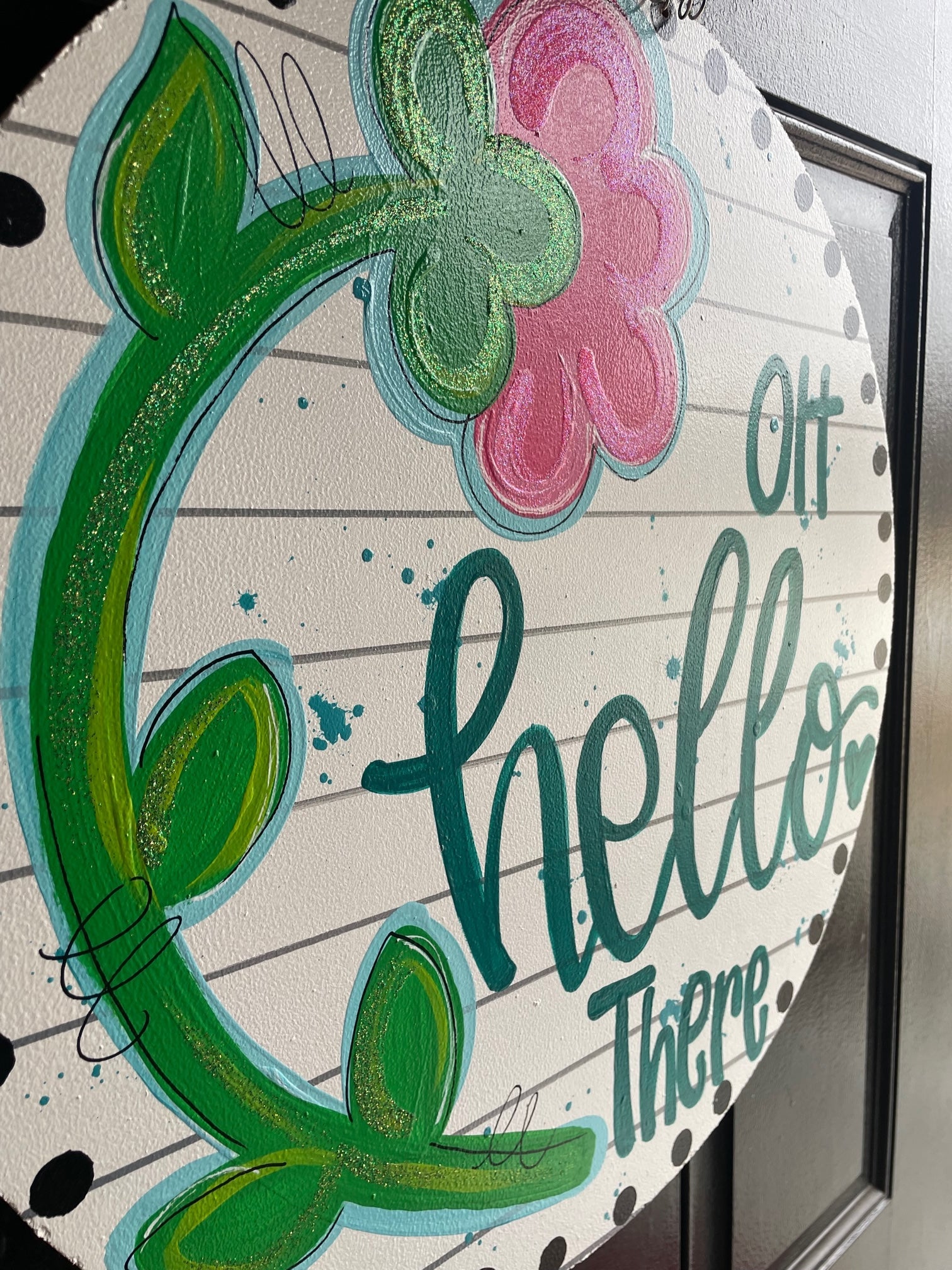 Hi. Hey. Hello. Home Doorhanger - 3D Welcome door decor - wooden hand painted doorhanger