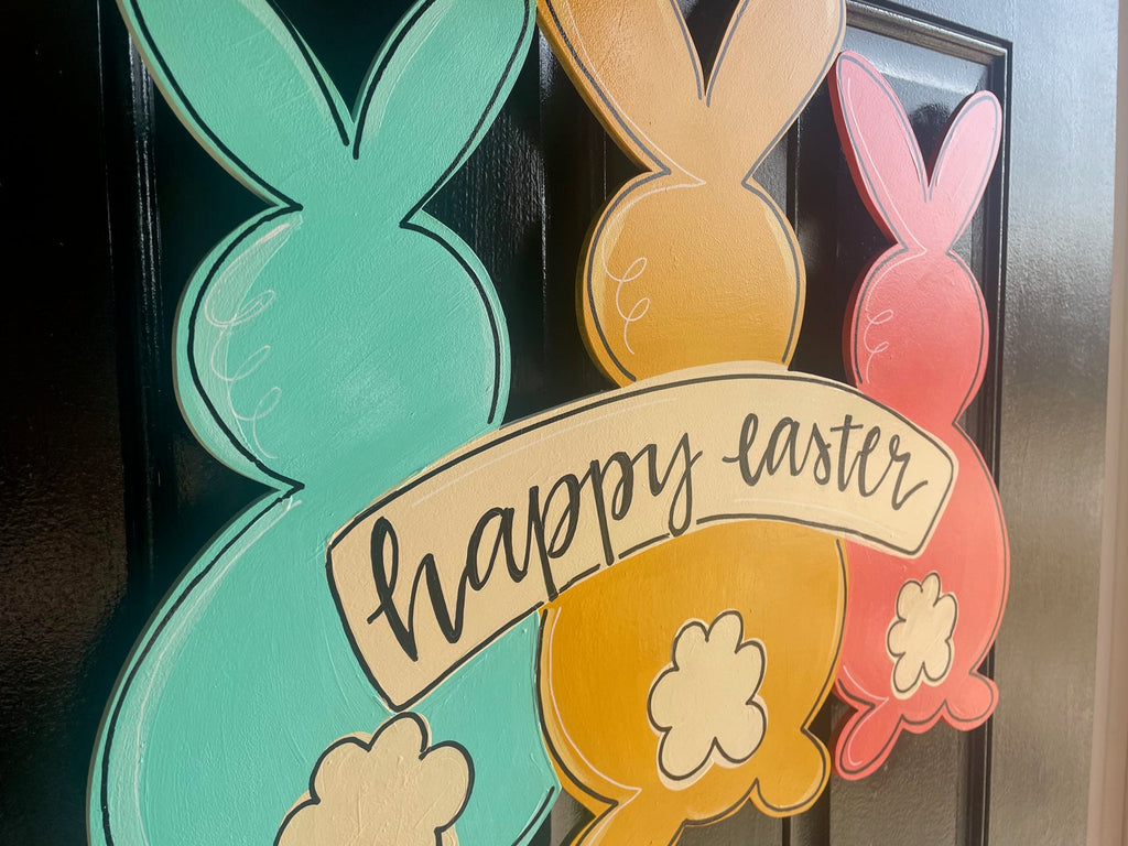 Hi. Hey. Hello. Home Doorhanger - 3D Welcome door decor - wooden hand painted doorhanger