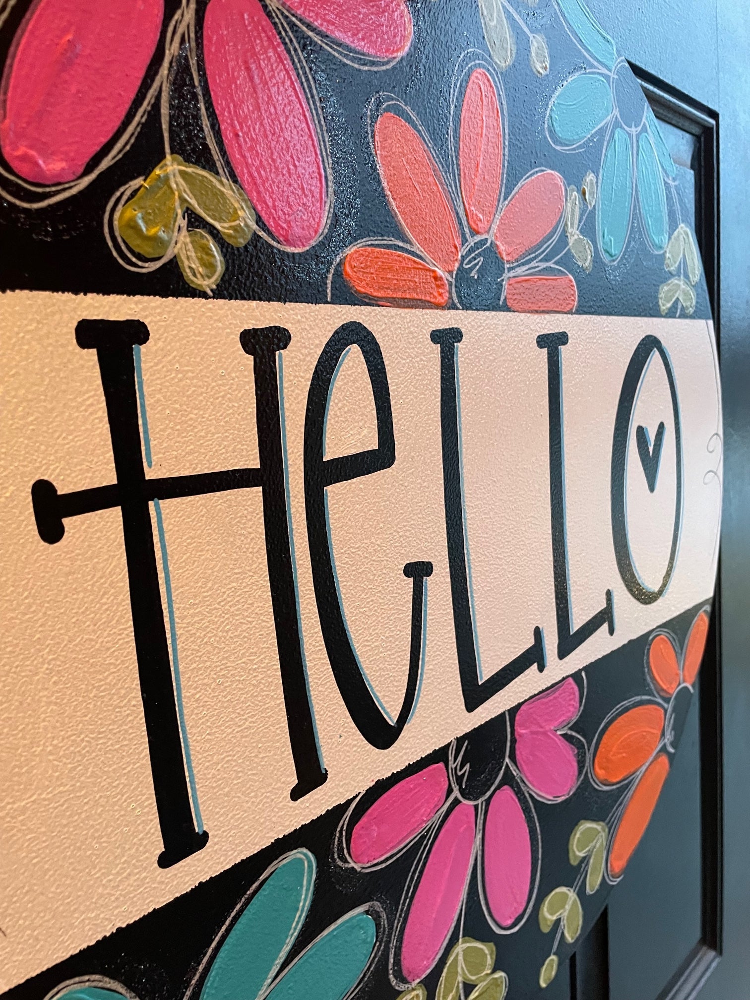 Hi. Hey. Hello. Home Doorhanger - 3D Welcome door decor - wooden hand painted doorhanger