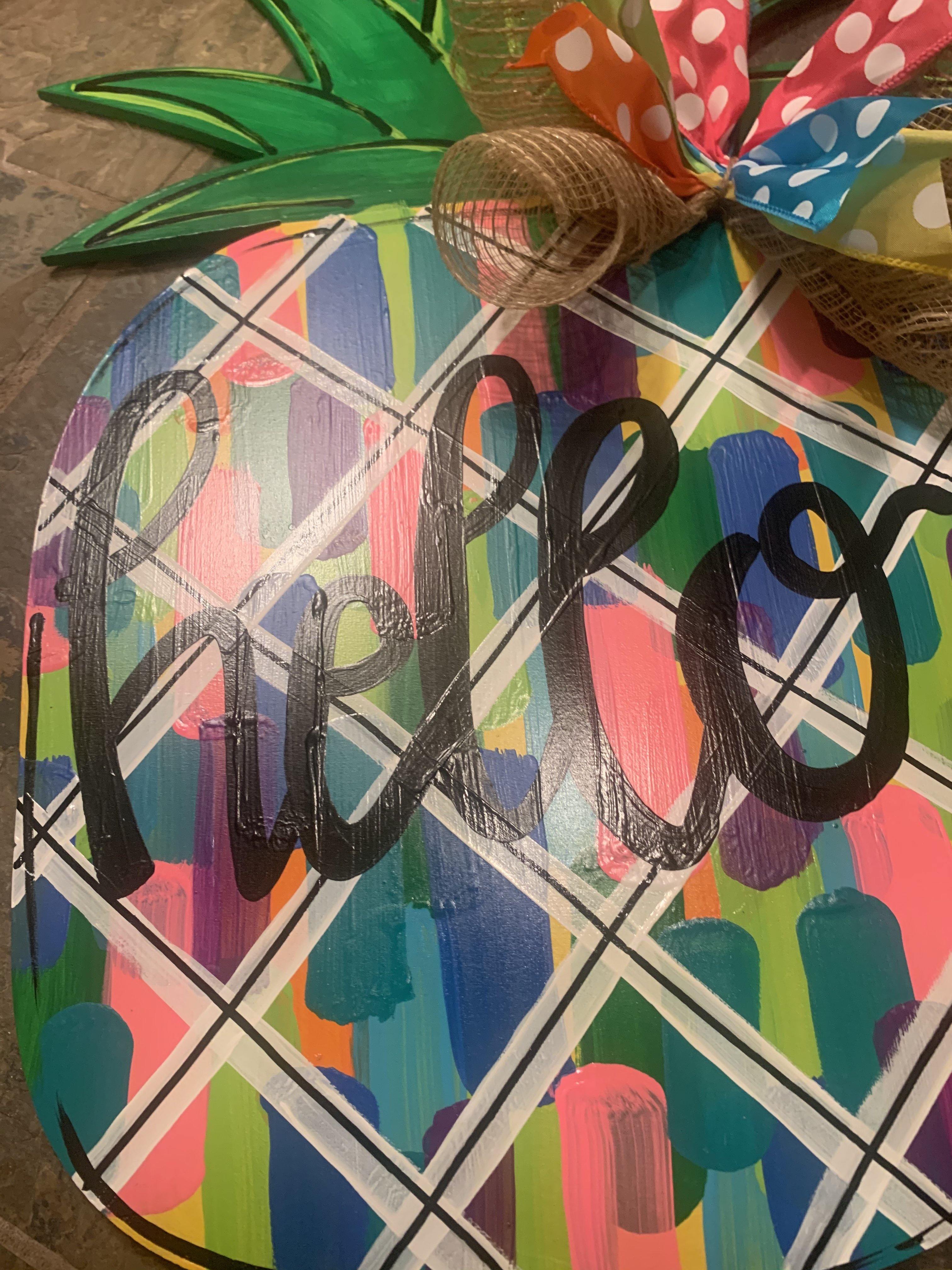 Colorblock Pineapple Door Hanger - Elkhorn South