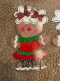Gingerbread Girl door hanger, Winter Christmas wood cut out hand painted door hanger