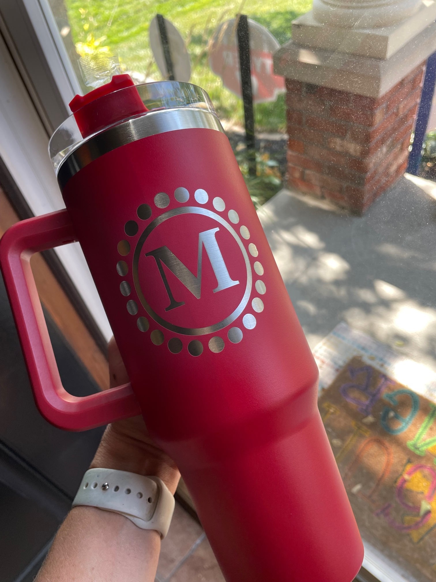 40oz Tumblers Engrave with handle and straw