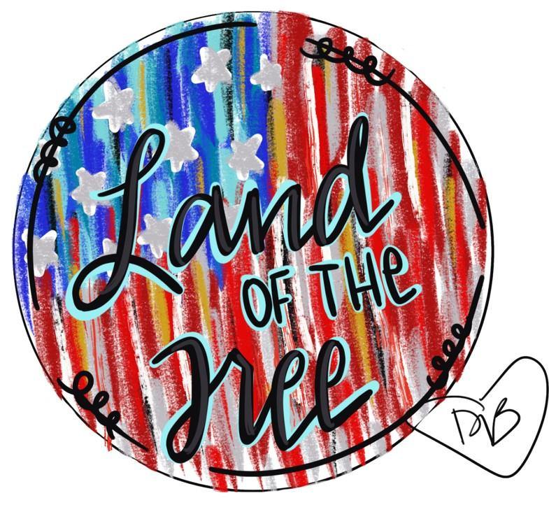 Land of the Free Fourth of July Door Hanger - Patriotic door Decor -  hand painted personalized door hanger