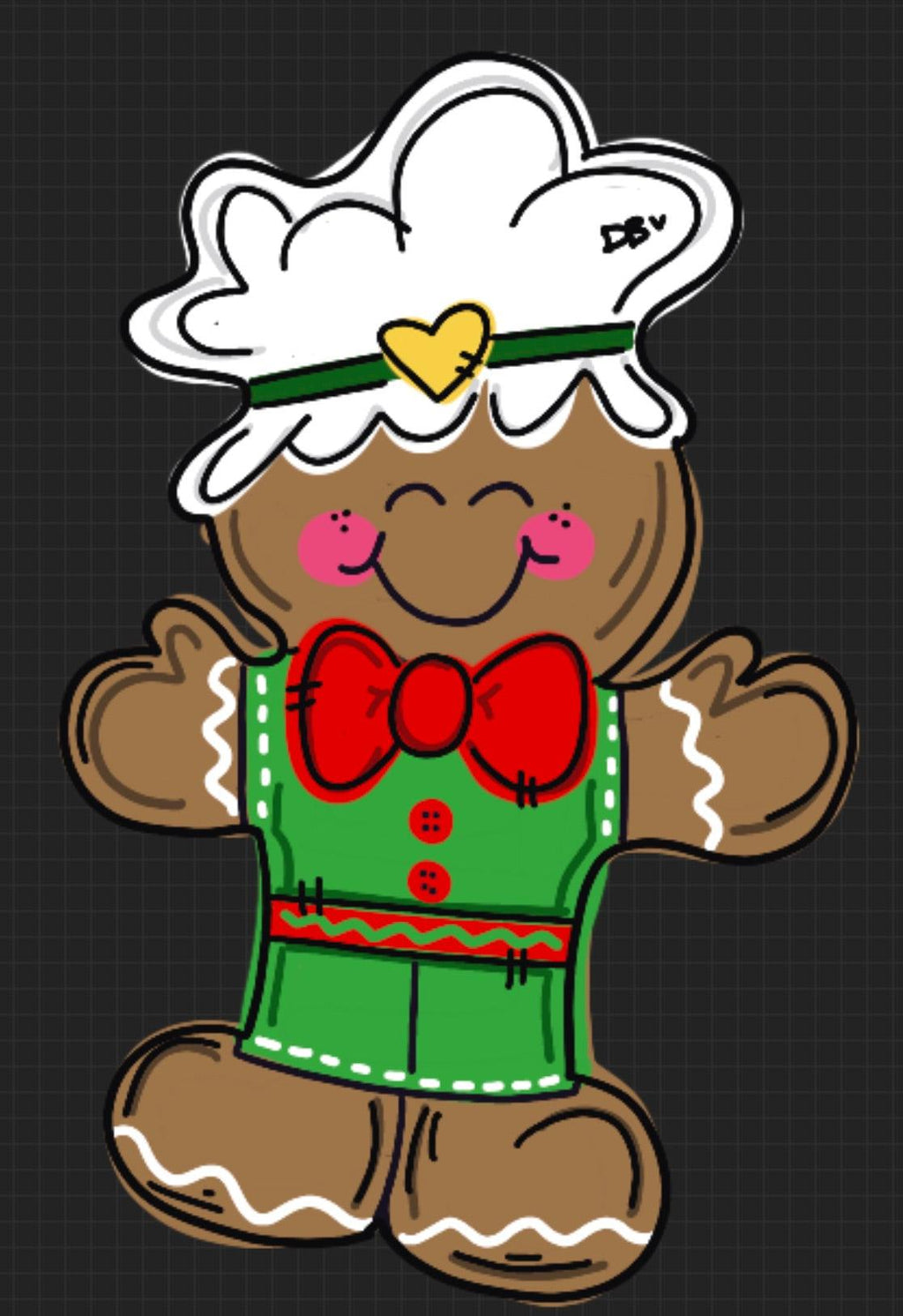Gingerbread Boy door hanger, Winter Christmas wood cut out hand painted door hanger