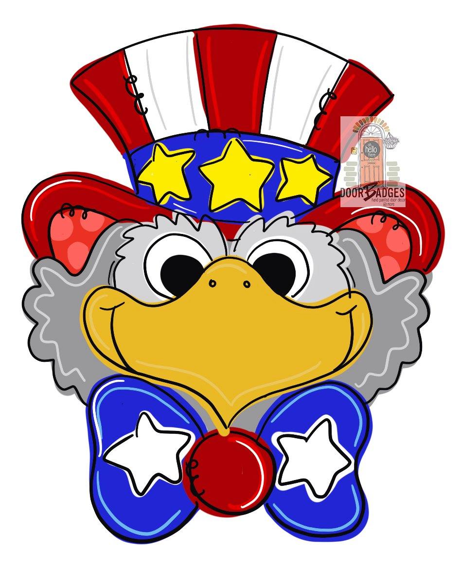 Fourth of July Eagle Door Hanger - Patriotic door Decor -  hand painted door hanger