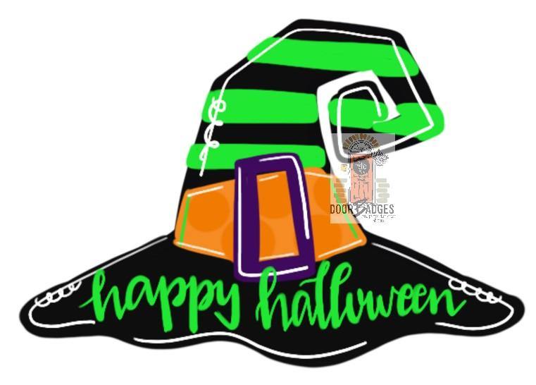 Halloween Witch Hat Door Hanger- Witch Door Decor-Spooky-Fall-Wreath-wood cut out-hand painted door hanger
