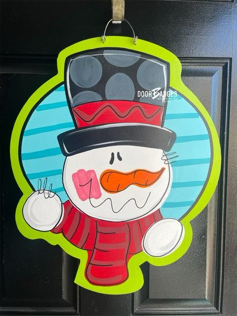 Jolly Snowman Door Hanger - Winter Door Decor -  Holiday Door Decor, Christmas Wreath