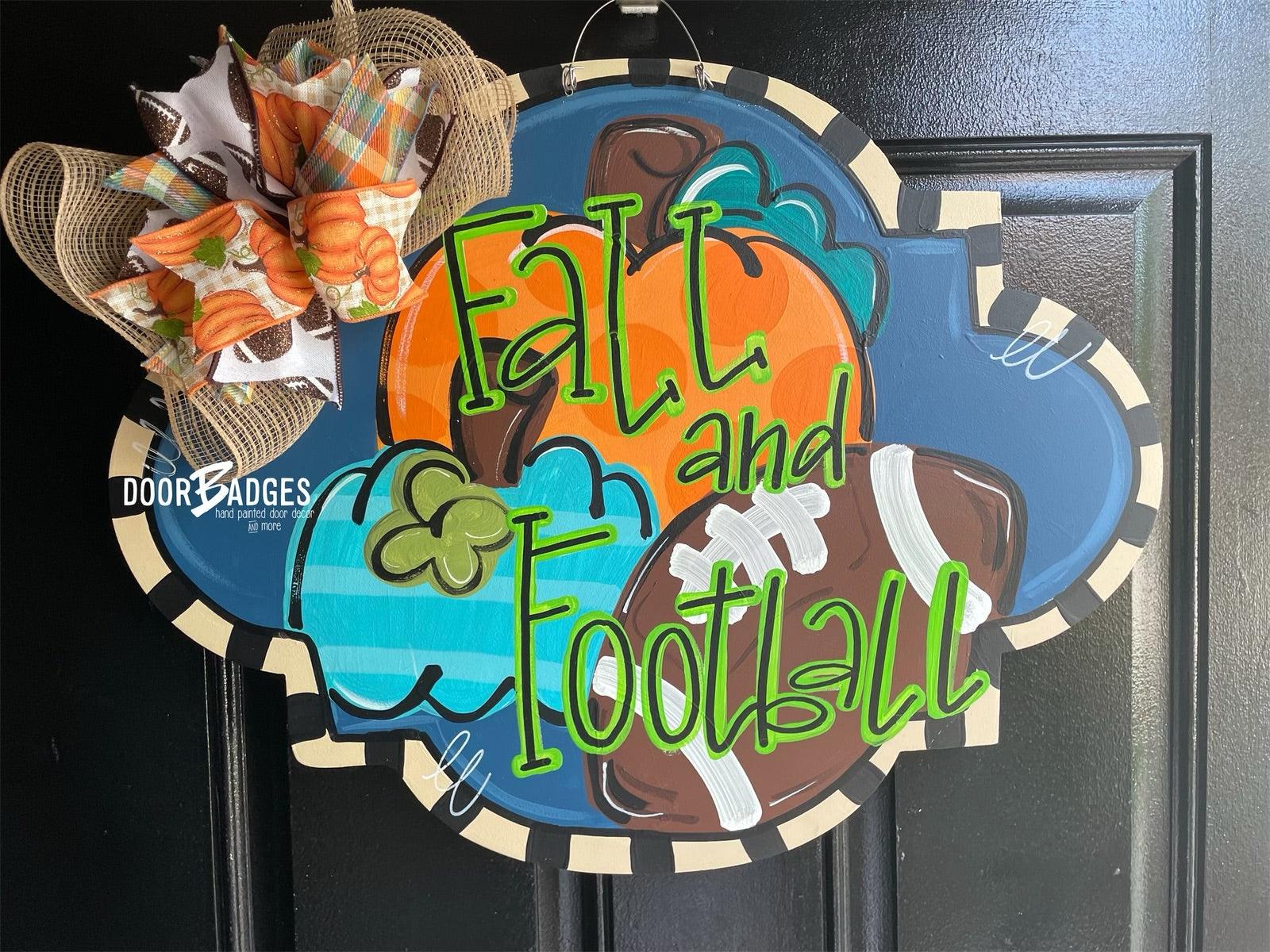 Fall Football Door Hanger  -  hand painted personalized door hanger