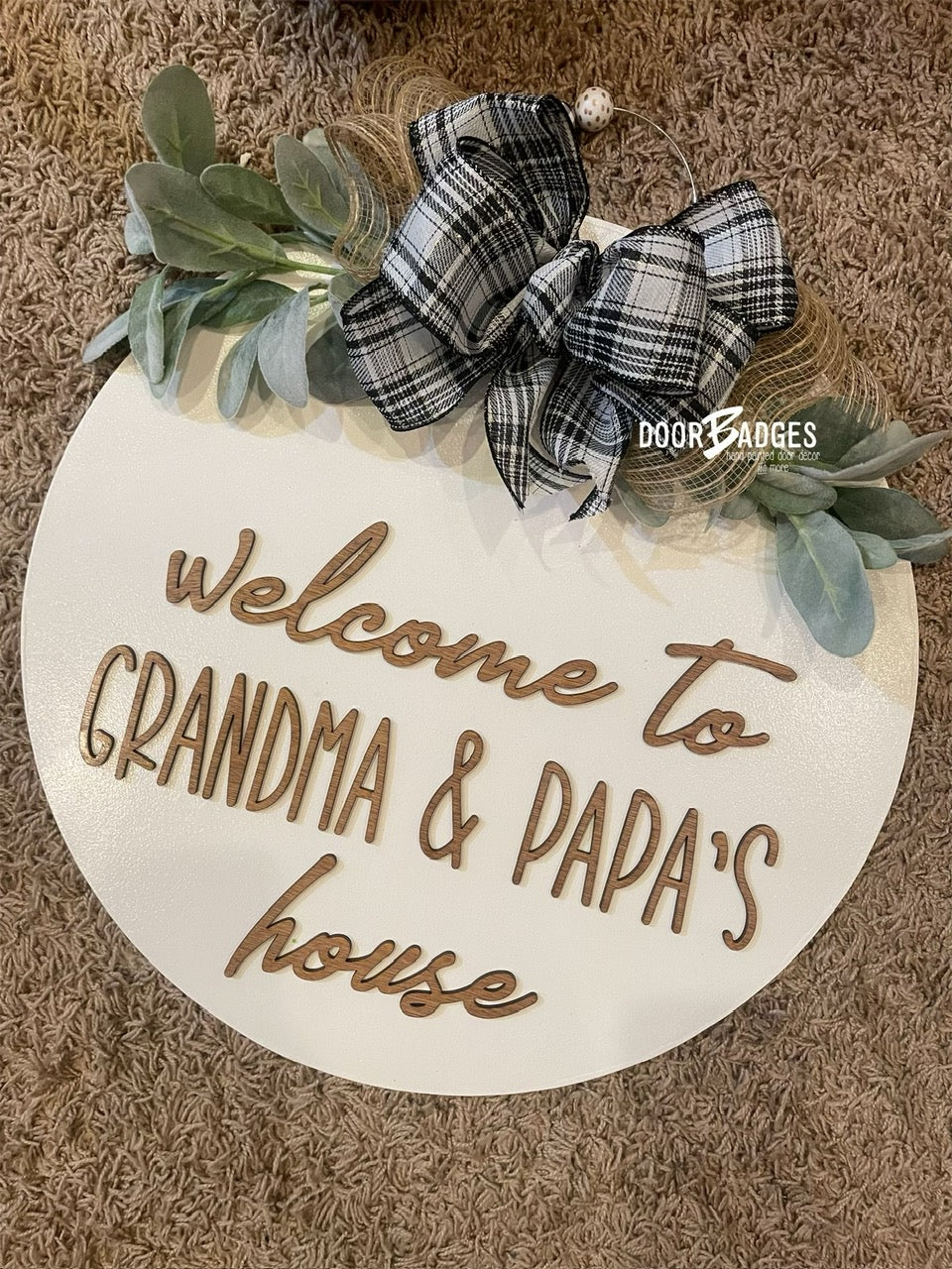 Hi. Hey. Hello. Home Doorhanger - 3D Welcome door decor - wooden hand painted doorhanger
