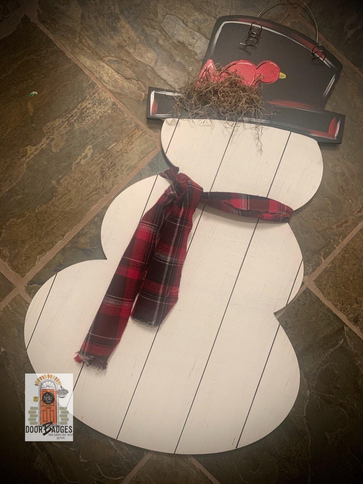 Rustic Snowman Door Hanger - Farmhouse Door Decor - Winter Door Hanger