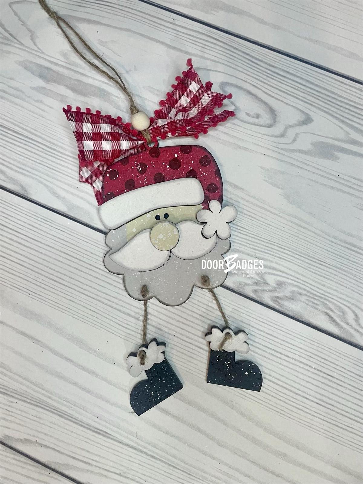 Santa Christmas Ornament - Dangle Legs Wooden Ornament