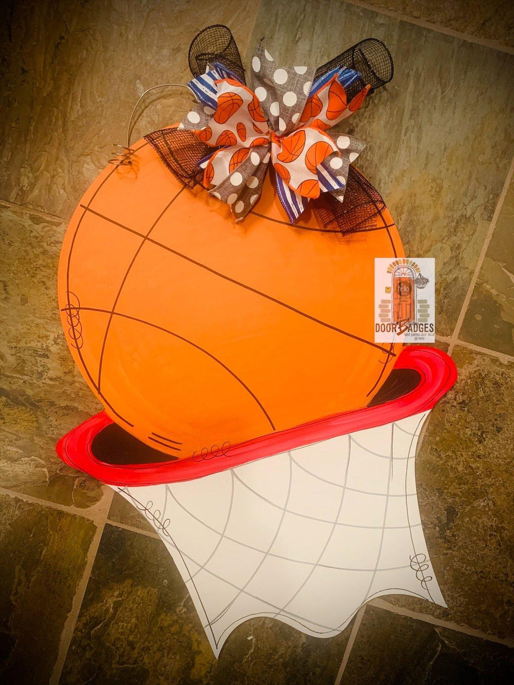 Basketball in Hoop Door Hanger - Sports Door Decor